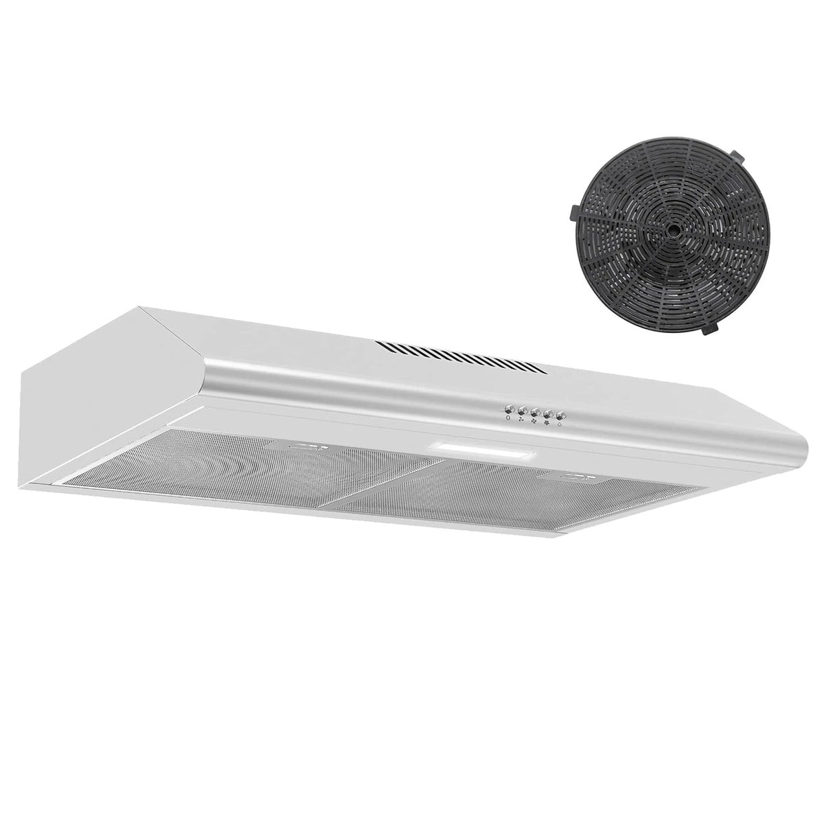 SNDOAS Under Cabinet Range Hood 30 Inch,Ductless Range Hood with Charcoal Filter,Kitchen Vent Hood with Button Control 3 Speeds