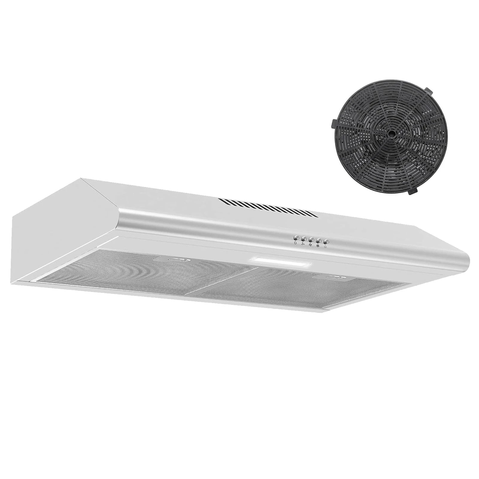 SNDOAS Under Cabinet Range Hood 30 Inch,Ductless Range Hood with Charcoal Filter,Kitchen Vent Hood with Button