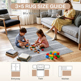 Striped area rug, 91 x 152 cm, shown in living room with children playing on it