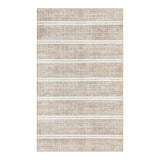 Beige and cream striped area rug with vertical lines, shown flat on floor
