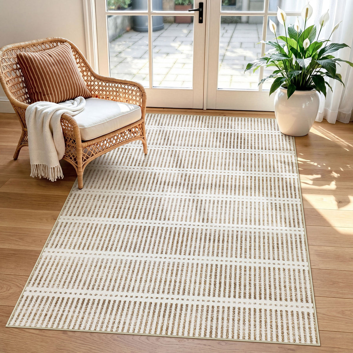Striped Area Rug, Washable Non Slip Entryway Kitchen Bedroom Rug
