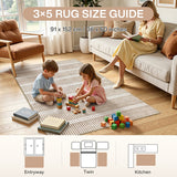 Striped area rug, 91 x 152 cm, in a living room with children playing on it