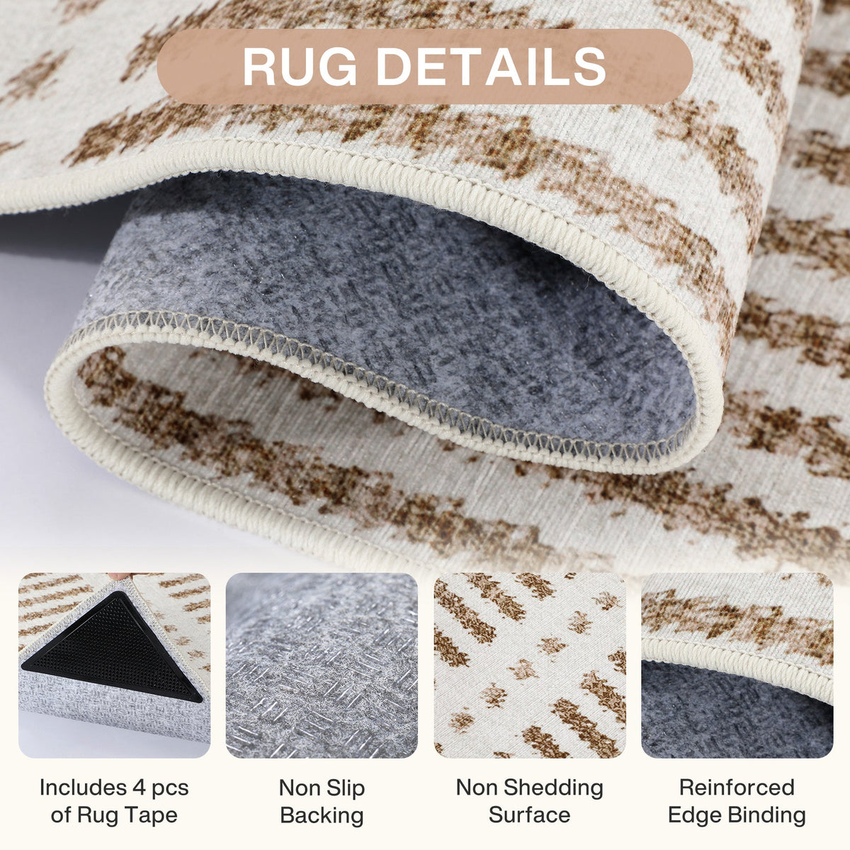 Striped Area Rug, Washable Non Slip Entryway Kitchen Bedroom Rug