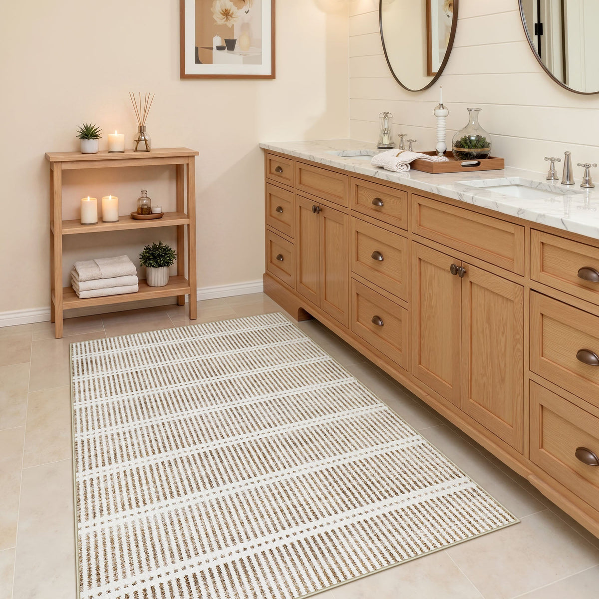 Striped Area Rug, Washable Non Slip Entryway Kitchen Bedroom Rug