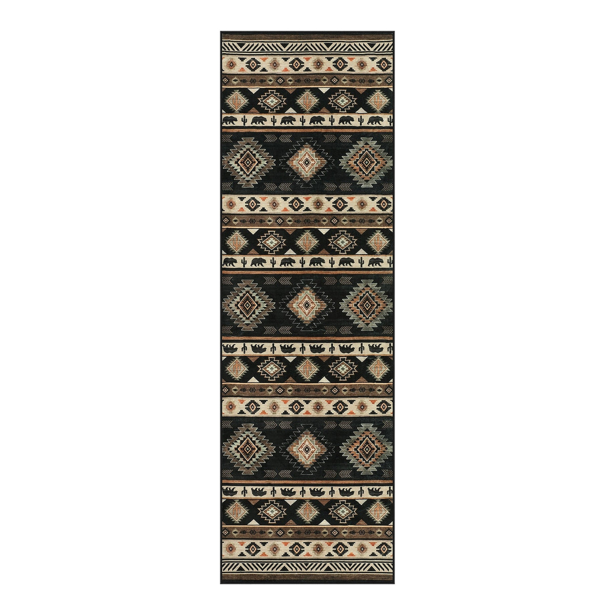Southwestern Area Rug and Runner Rug, Washable Non Slip Hallway Kitchen Bathroom Rug