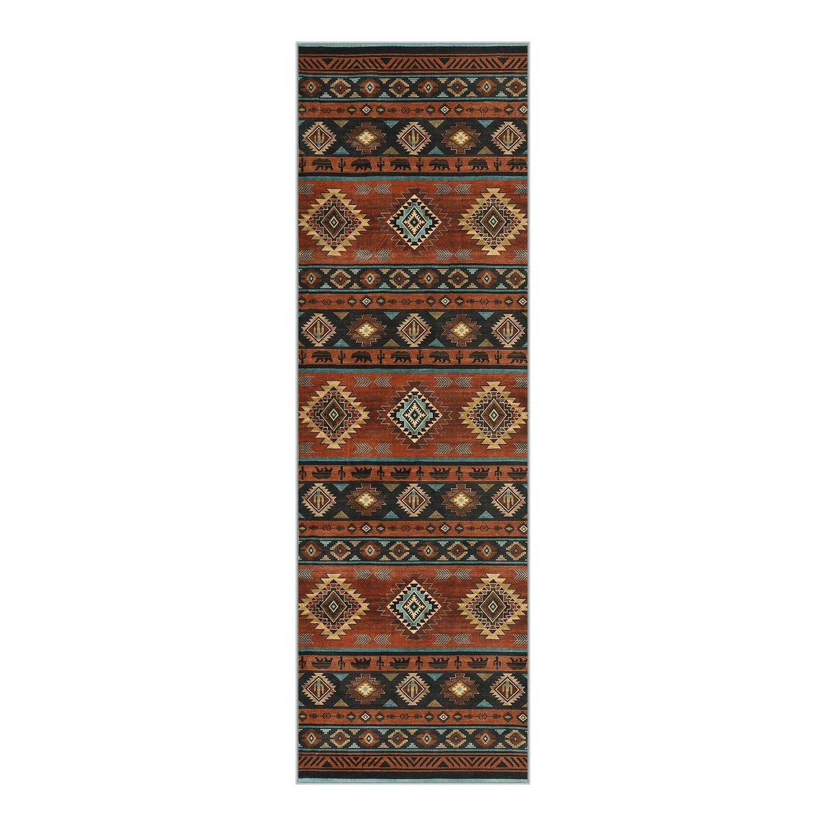 Southwestern Area Rug and Runner Rug, Washable Non Slip Hallway Kitchen Bathroom Rug