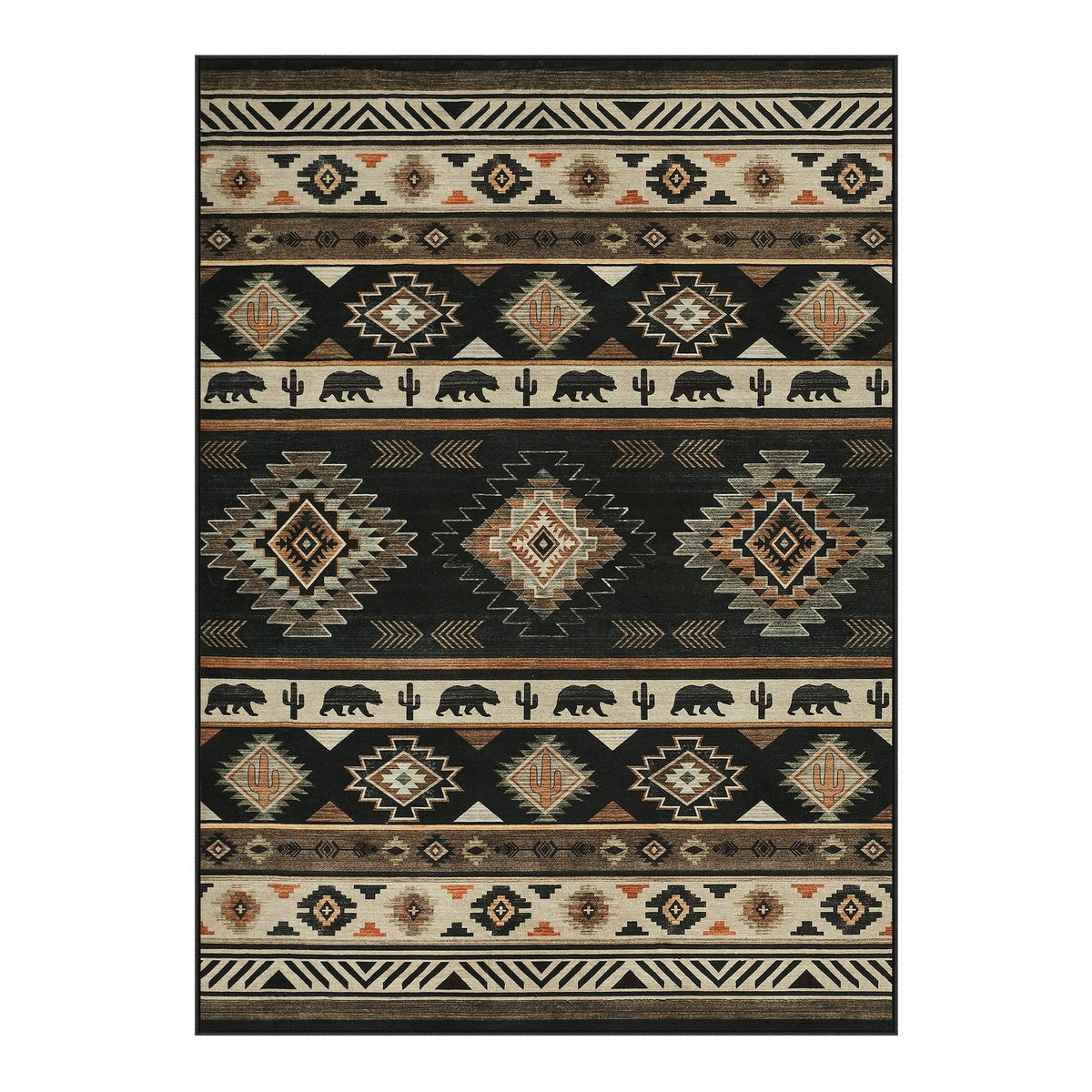 Southwestern Area Rug and Runner Rug, Washable Non Slip Hallway Kitchen Bathroom Rug