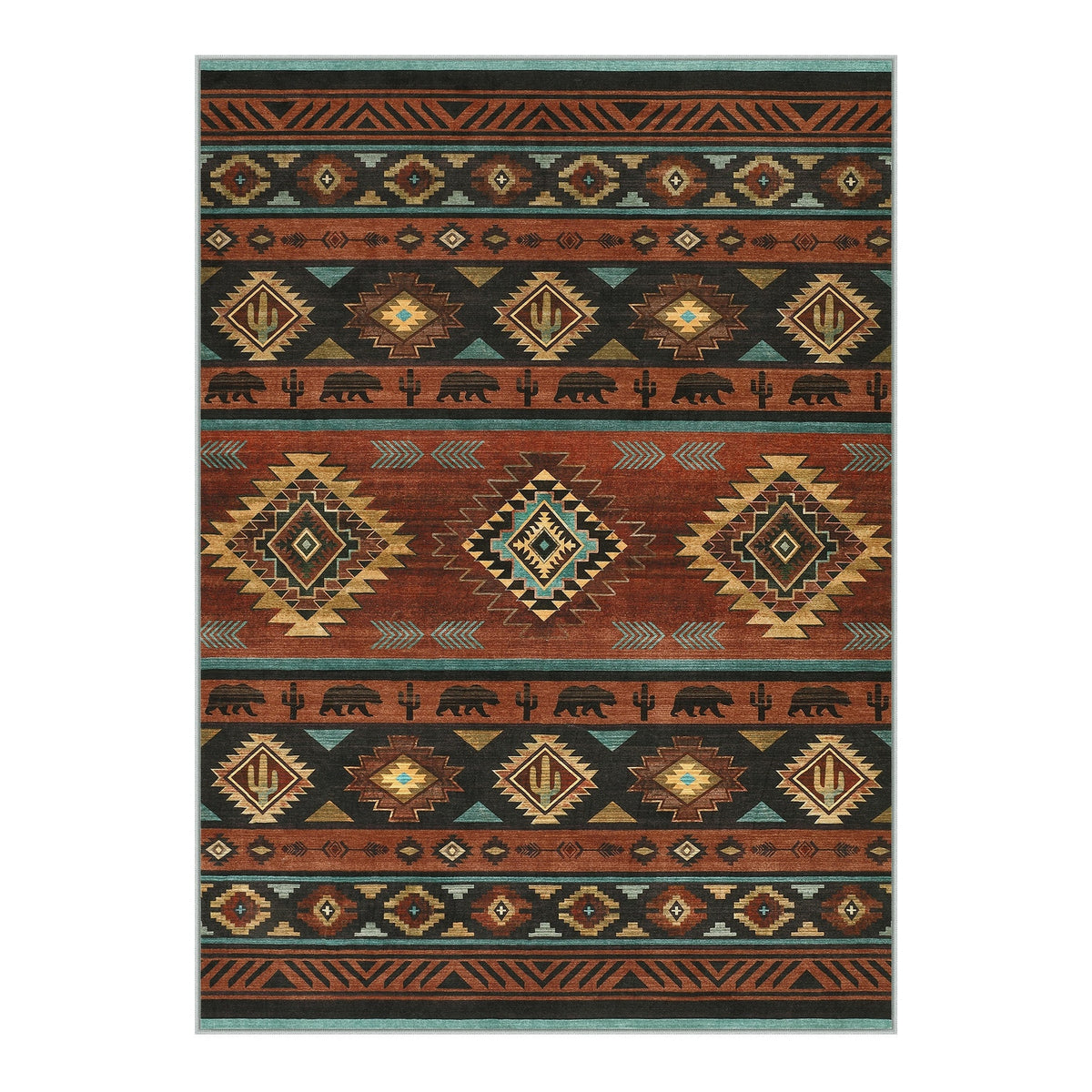 Southwestern Area Rug and Runner Rug, Washable Non Slip Hallway Kitchen Bathroom Rug