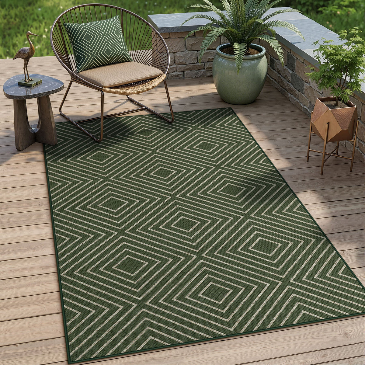 Geometric Easy Jute Area Rug, Washable Non Slip Indoor Outdoor Patio Entryway Rug