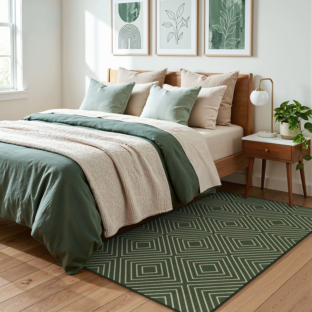 Geometric Easy Jute Area Rug, Washable Non Slip Indoor Outdoor Patio Entryway Rug