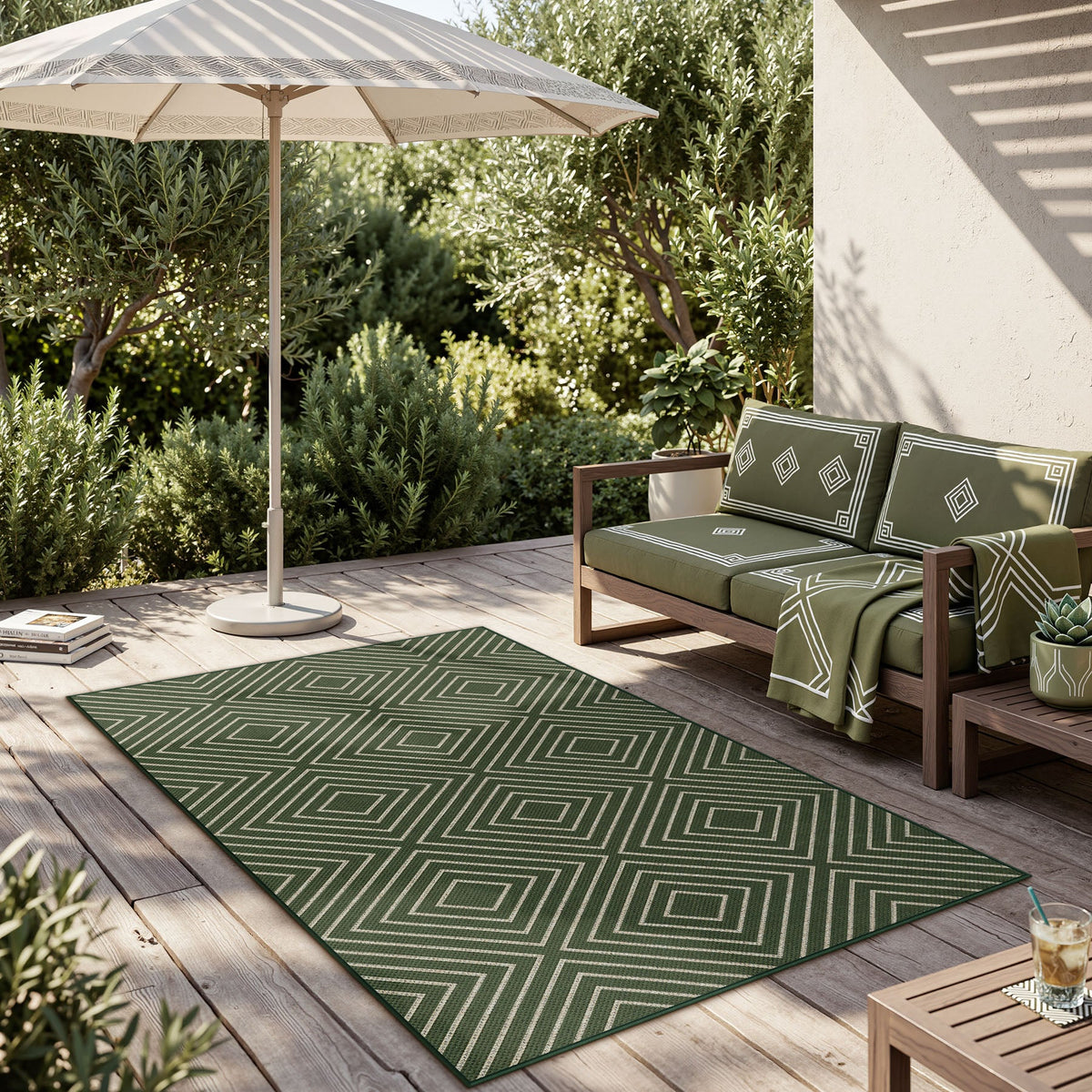 Geometric Easy Jute Area Rug, Washable Non Slip Indoor Outdoor Patio Entryway Rug