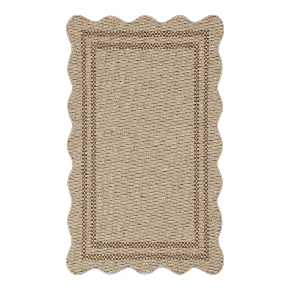 Scalloped Easy Jute Area Rug, Washable Non Slip Indoor Outdoor Hallway Kitchen Rug