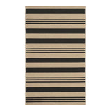 Black and beige striped jute area rug, flat lay view