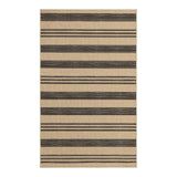 Beige and dark gray striped jute rug, flat lay view