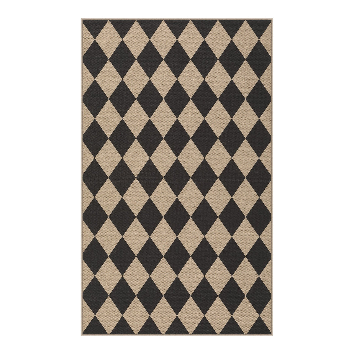 Checkered and Diamond Easy Jute Area Rug, Washable Non Slip Indoor Outdoor Entryway Kitchen Rug