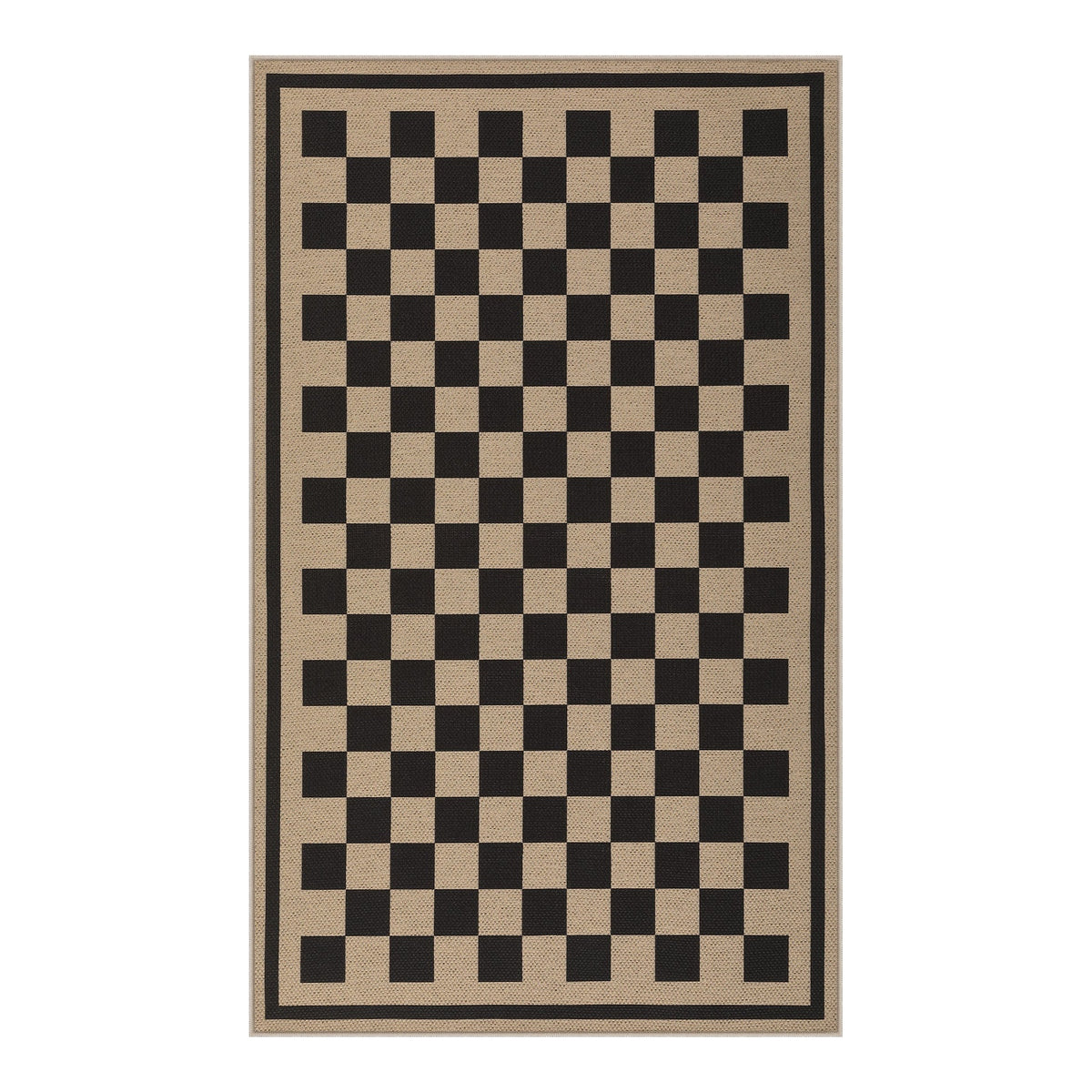 Checkered and Diamond Easy Jute Area Rug, Washable Non Slip Indoor Outdoor Entryway Kitchen Rug
