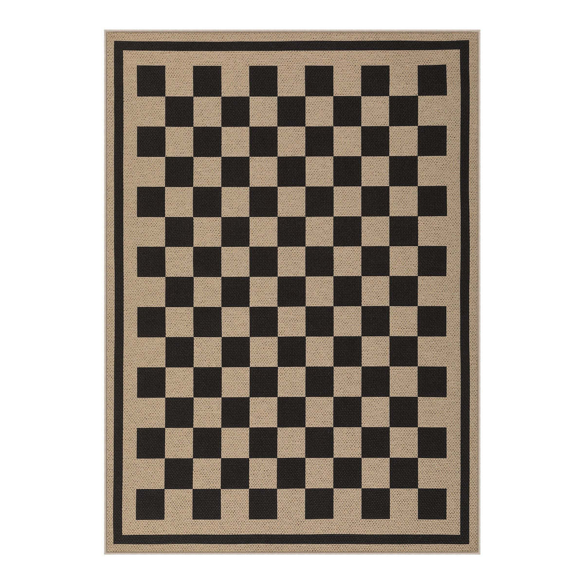 Checkered and Diamond Easy Jute Area Rug, Washable Non Slip Indoor Outdoor Entryway Kitchen Rug