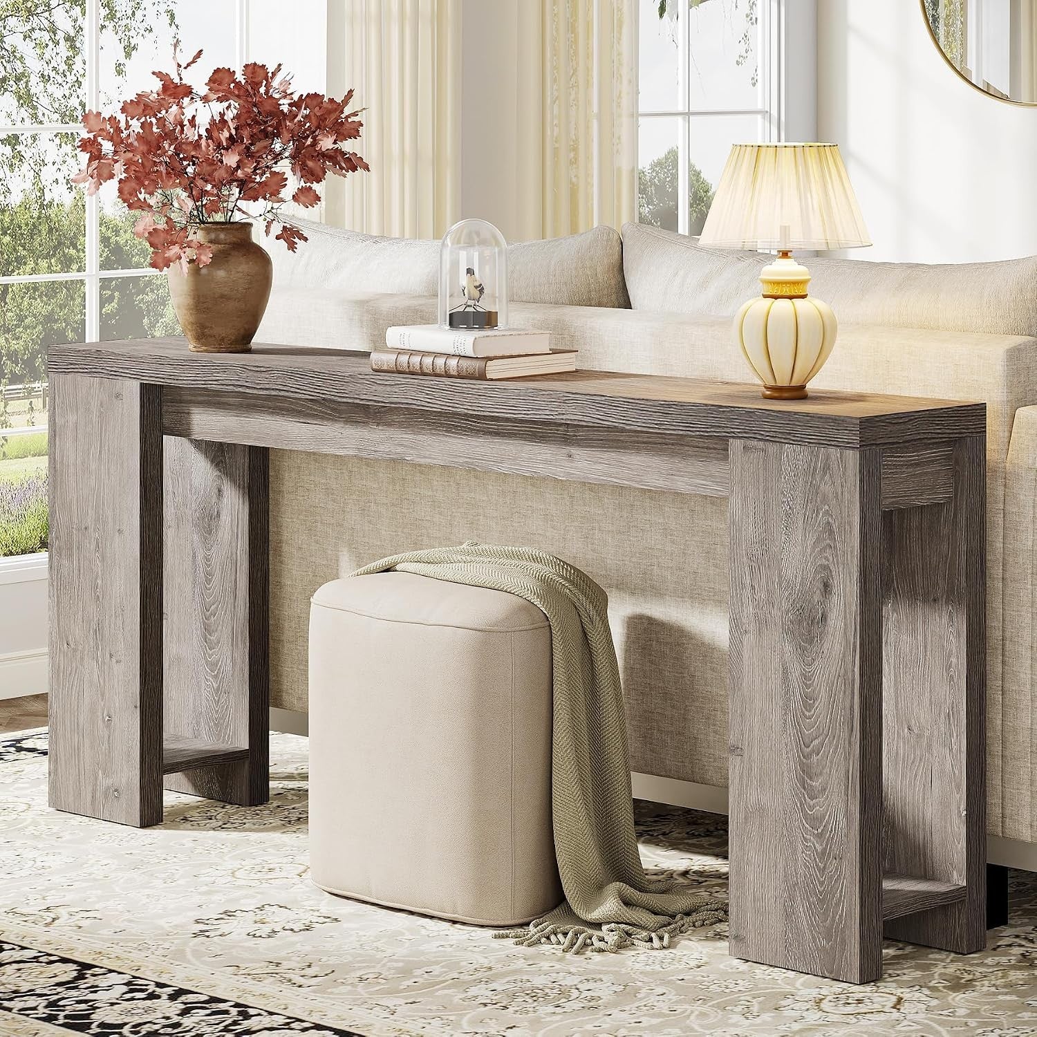 70.9" Wood Console Table, Farmhouse Sofa Table Entryway Table