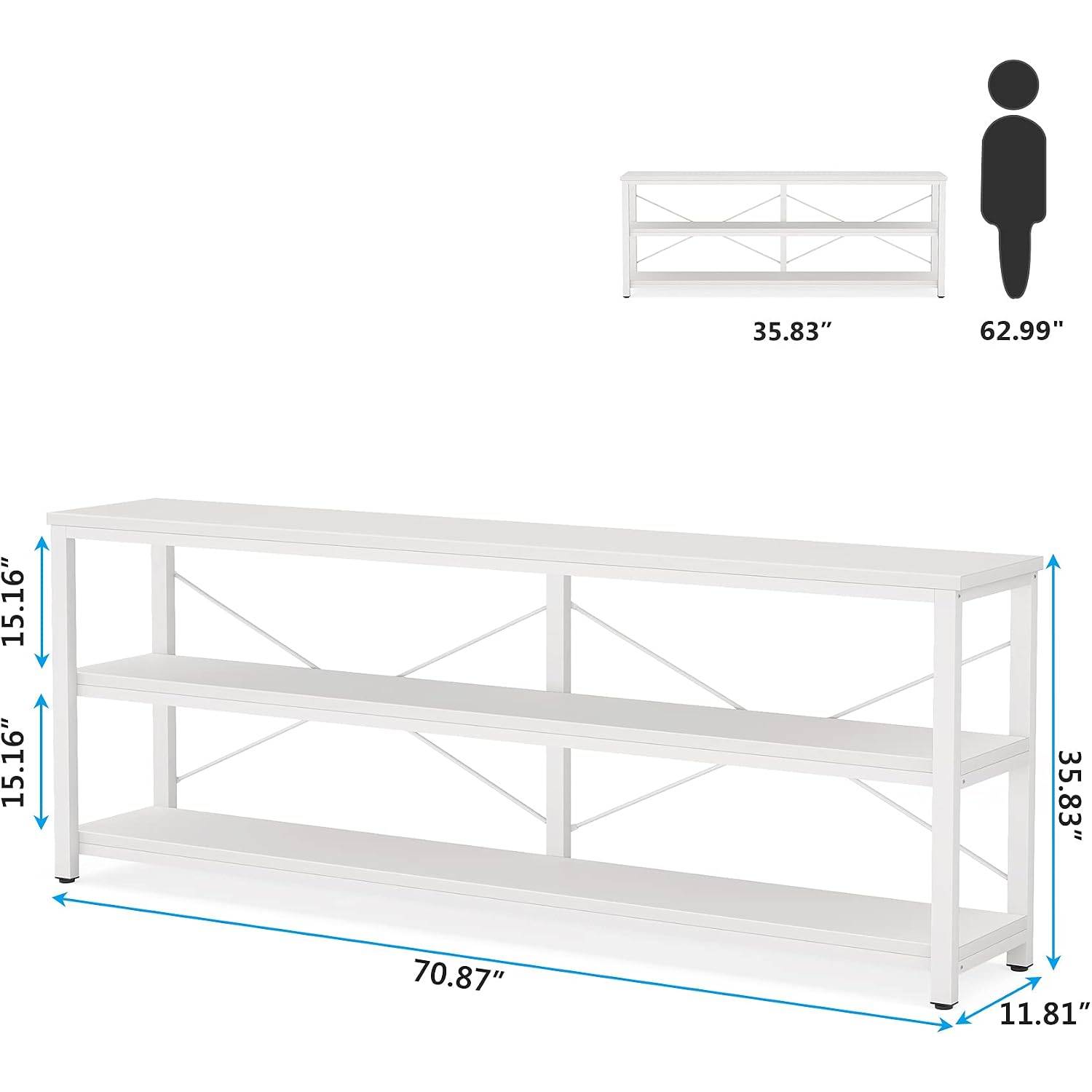 3-Tier Sofa Console Table with Metal Frame