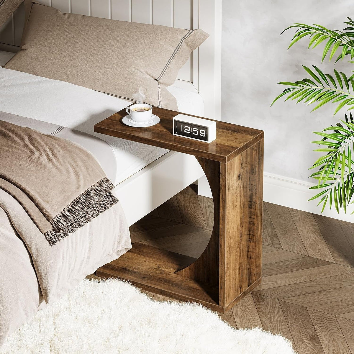 C-Shaped End Table, Sofa Side Table Couch Table