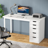 47" Computer Desk with 5 Drawers, Modern Study Table Writing Desk