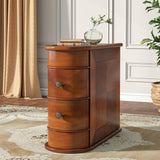 Wood Tall End Table, Narrow Side Table Nightstand with Drawers