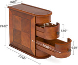 Wood Tall End Table, Narrow Side Table Nightstand with Drawers