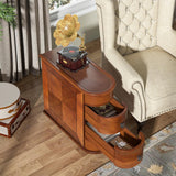 Wood Tall End Table, Narrow Side Table Nightstand with Drawers