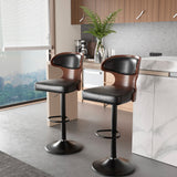 Ergonomic Modern Dual Color Steady PU Leather Bar Stool Swivel Height Adjustable Large Seat Hotel Outdoor Kitchen Counter Chair