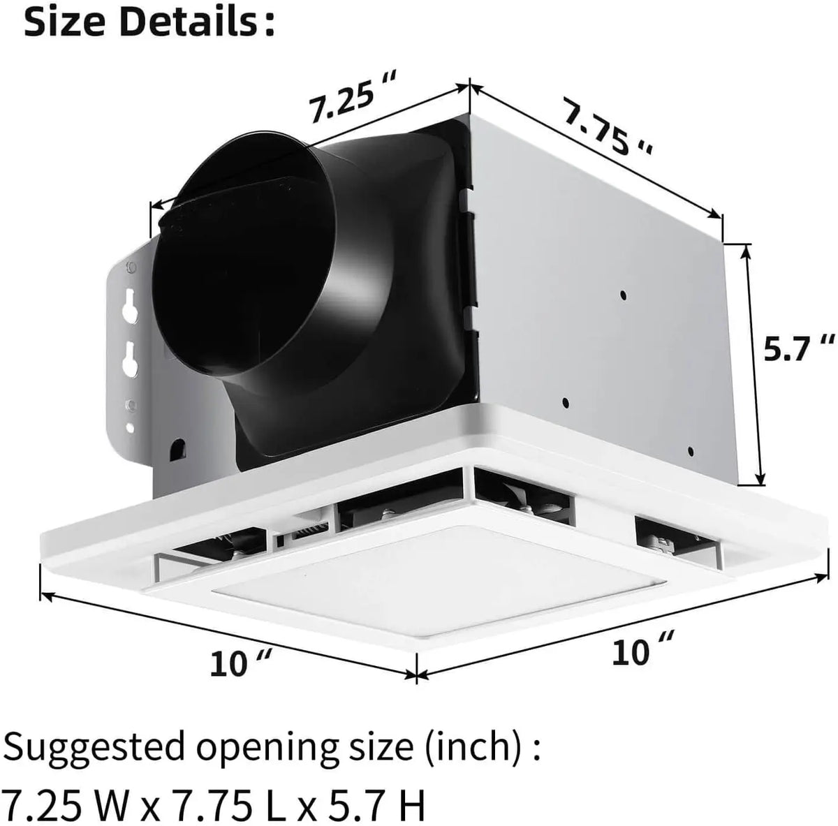 Bathroom Exhaust Fan with Light 110 CFM Quiet 6500K 800LM Household Ventilation Fan Light Combo,YYVTL14-110