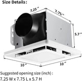 Bathroom Exhaust Fan with Light 110 CFM Quiet 6500K 800LM Household Ventilation Fan Light Combo,YYVTL14-110