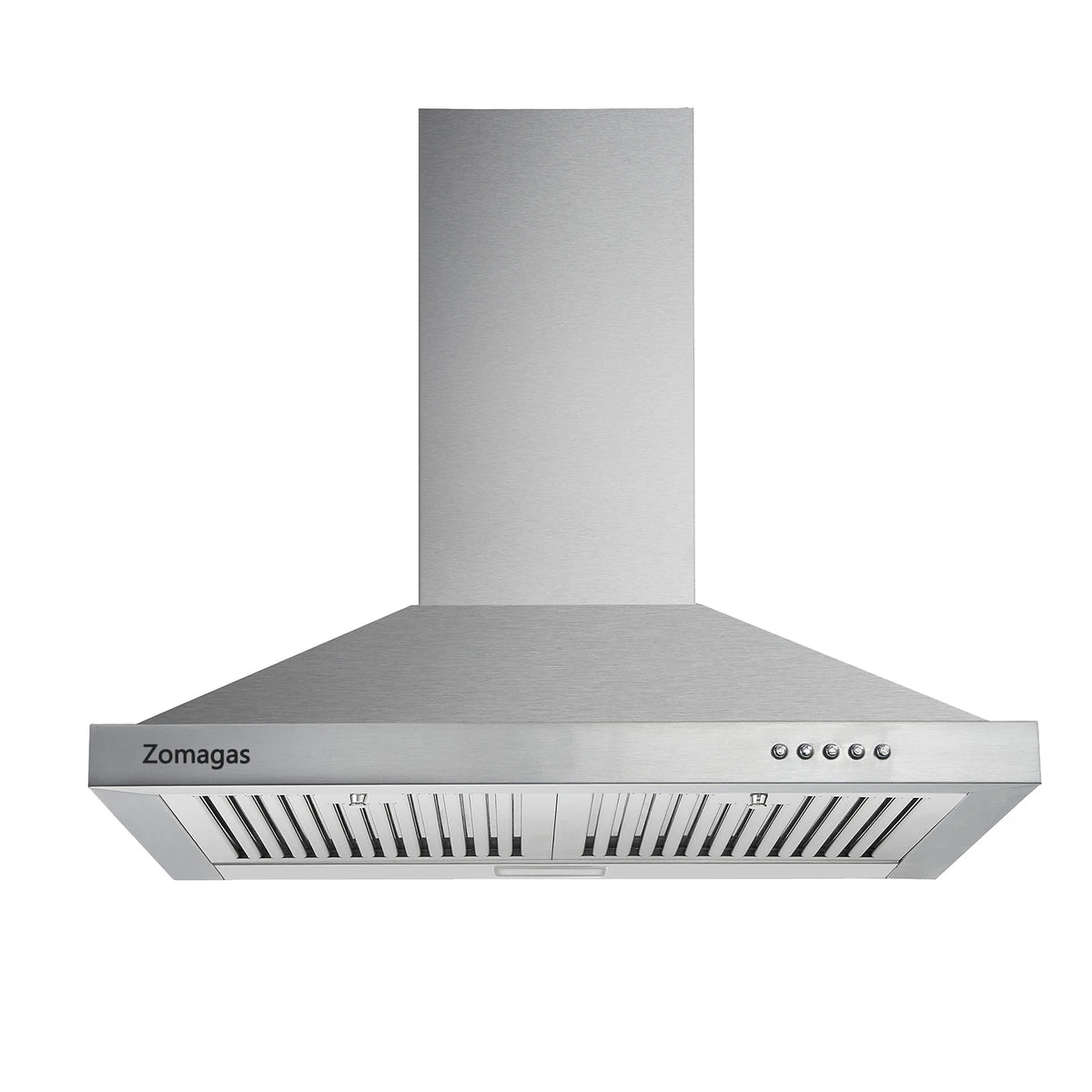 24 Inch Range Hood, Wall Mount Vent Hood in Stainless Steel 3 Speed Exhaust Fan, Energy Saving LED Light, Push Button Control