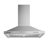 24 Inch Range Hood, Wall Mount Vent Hood in Stainless Steel 3 Speed Exhaust Fan, Energy Saving LED Light, Push Button Control