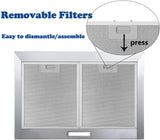 Wall Mount Range Hood 30 Inch Stainless Steel Chimney-Style Over Stove Vent Hood with LED Light, 3 Speed Exhaust Fan, 450 CFM