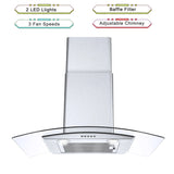 Range Hood 30 Inch, Tieasy Wall Mount Kitchen Hood with Ducted/Ductless Convertible Duct, Stainless Steel Chimney,Baffle Filter