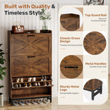 Space-Saving Durable Modular Eco-Friendly Barn Door Style Flip-Top Modern Wooden Living Room Shoe Cabinet Dustproof Dining Home