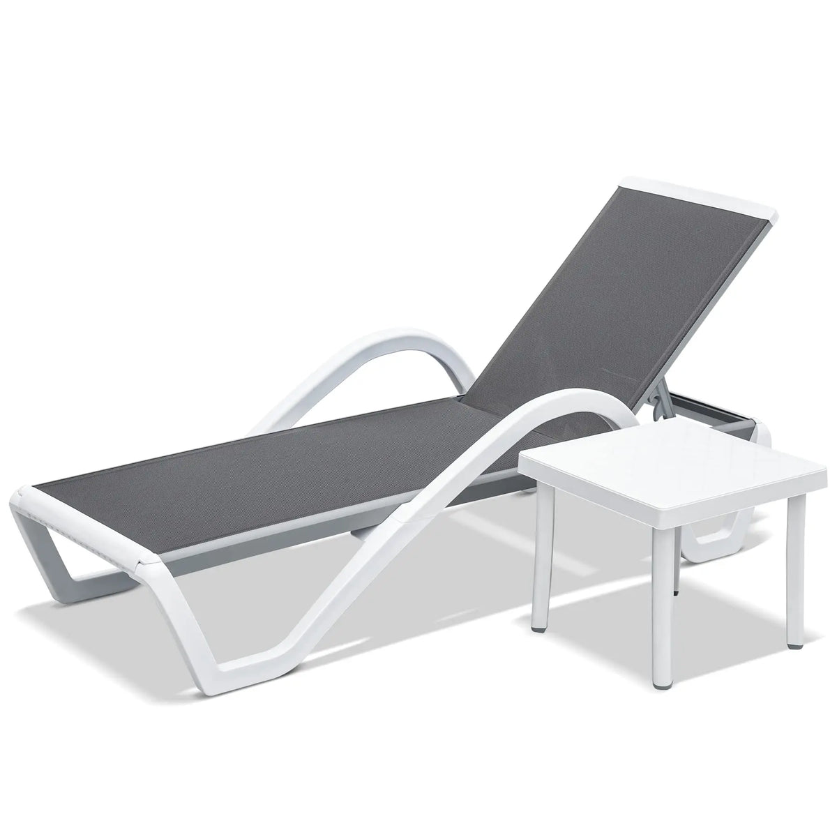 Leisure Outdoor Aluminum Chaise Lounge Bed with Table