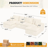 Modular Convertible Eco-Friendly Square Velvet Sectional Sofa Deep Seats Vacuum Packed Oversized Design Includes Pillows for
