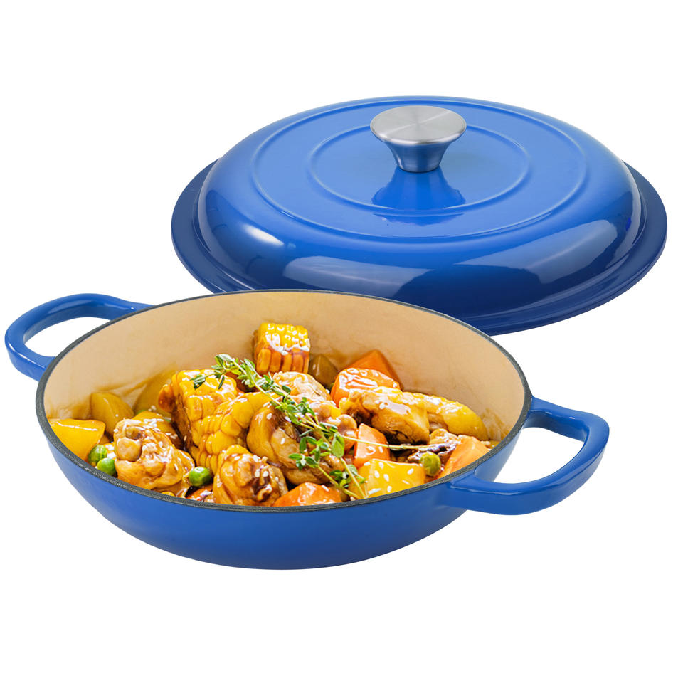 3 Quart Enameled Cast Iron Dutch Oven Ceramic Exterior Non-Stick Stainless Steel Bottom Dishwasher Safe Gas Induction Ready