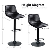 Modern PU Leather Adjustable Swivel Steady Outdoor Dining Bar Chairs Commercial-Grade Counter Height Stools Cafe Hotel Home Use (Set of 2)