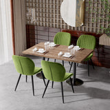 Modern Ribbed Extendable Dining Chair Suede Upholstered Lightweight Sturdy Metal Legs Portable Home Office Home Kitchen (Set of 4)