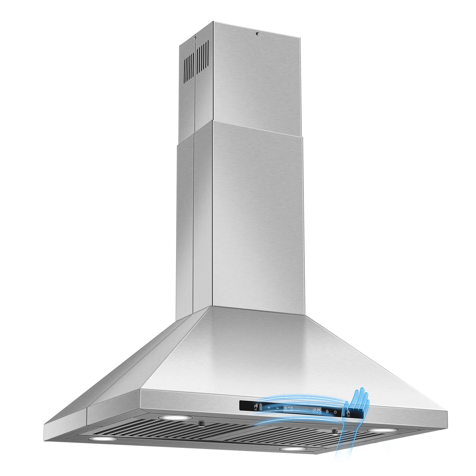 30" Island Range Hood 700 CFM Ceiling Mount Kitchen Vent Hood with Gesture/Touch Control, 3Speed Fan & 4 LED Lights,Time Setting