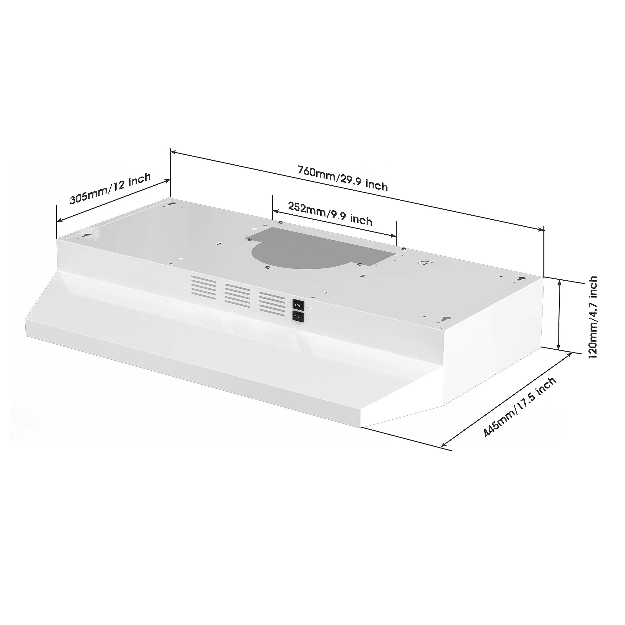SNDOAS 30 Inch Under Cabinet Range Hood Stainless Steel Vent Hood with LED Light,Under Cabinet Hood with 2 Spe - view 2