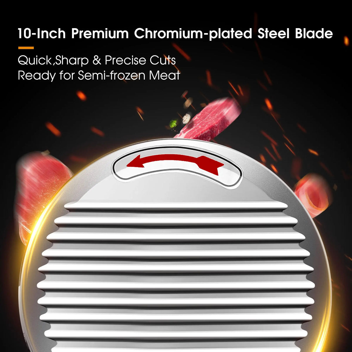 10 Inch Commercial Meat Slicer, 240W Frozen & Cheese Slicer, Premium Chromium-plated Steel Blade, Semi-Auto, Low Noise