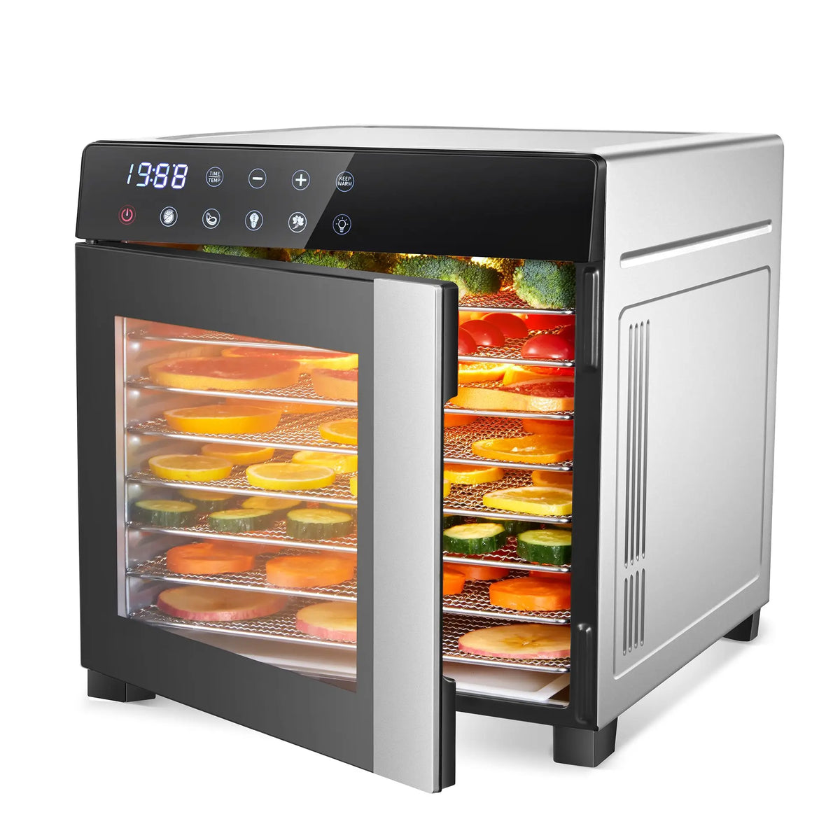 Food Dehydrator Machine 8 Tray Stainless Steel - Large Capacity Dehydrators for Food and Jerky, 600W Fruit Dehydrator