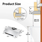 Tieasy Under Cabinet Range Hood 30 Inch, 900 CFM  Voice/Gesture/Remote/Touch Control, Memory Function