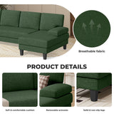 U-Shaped Sectional Sofa Living Room Modern Modular Extendable Double Lounge Sleeper Convertible Apartment Sponge Hotel Mall