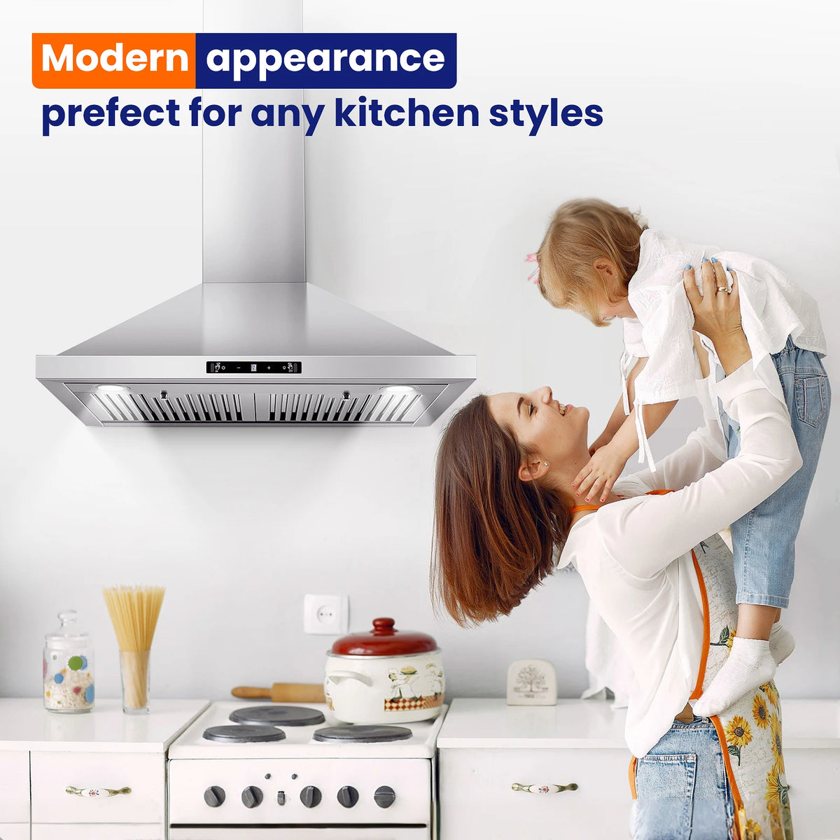 Wall Mount Range Hood 30 inch, 700 CFM Kitchen Hood Stainless Steel Stove Vent Hood with Gesture Sensing & Touch Control