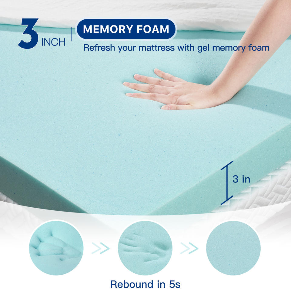 Cooling Durable Breathable Polyester Fiber Mattress Topper Slow Rebound Anti-Slip Design Adjustable Straps Home Furniture School