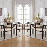 Mid-Century Modern Dining Chairs Set of 2  Soft Upholstered Fabric Chairs Black Metal Legs Ergonomic Comfort for Dining Room